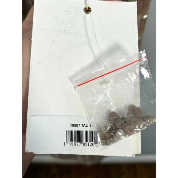 NWT Mac Duggal High Neck Column Gown Maxi Dress Sleeveless Sequined Taupe Size 8 - Picture 8 of 11